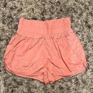 Free People Movement High Waisted Athletic Shorts size Large Orange Peach Color